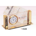 Gold Plated Business Card Holder/ Clock (Curved Column) (Screened)